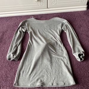 Gray long sleeve dress with tie that can go in the front or back